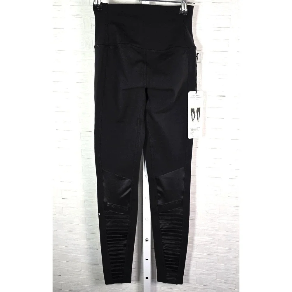 Alo yoga high waist Moto legging Black new XS Reg‎ $114